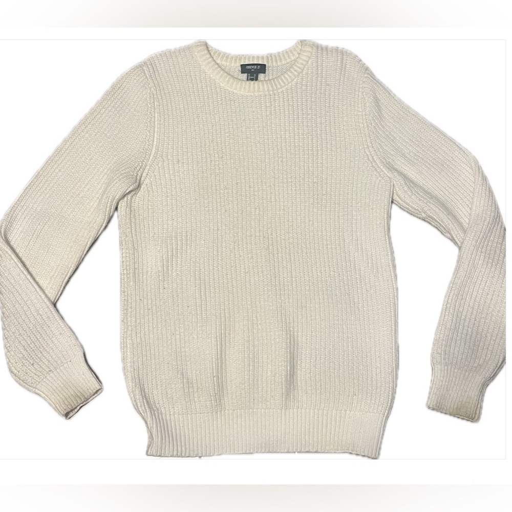 Forever 21 Men’s white solid knit sweater, Sz Small